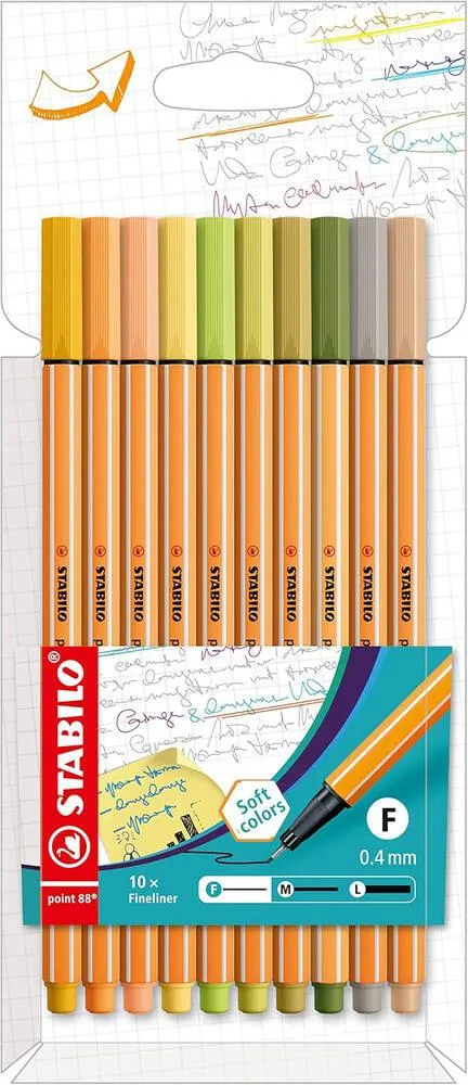 ETUI CARTON X 10 STABILO POINT 88 - SOFT COLORS