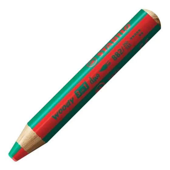 STABILO WOODY 3 IN 1 DUO - ROUGE-VERT FONCE