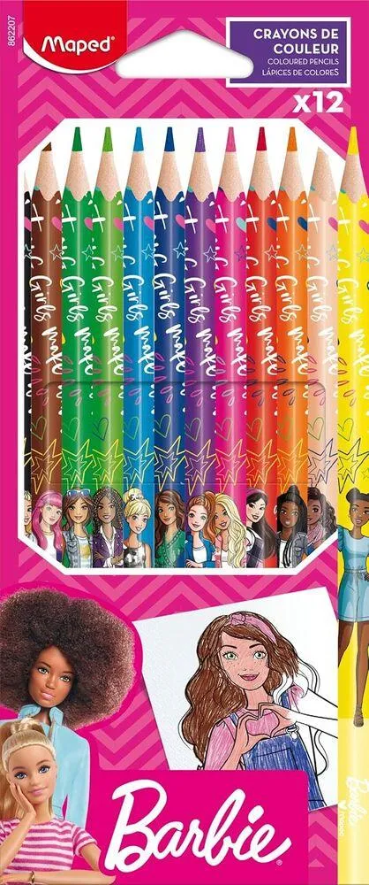 BARBIE - CRAYONS DE COULEUR X12