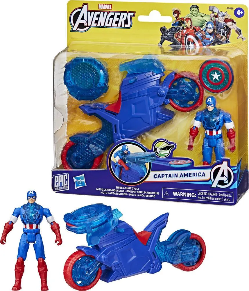 MARVEL AVENGERS EPIC WORLD OF ACTION MOTO LANCE-BOUCLIER CAP