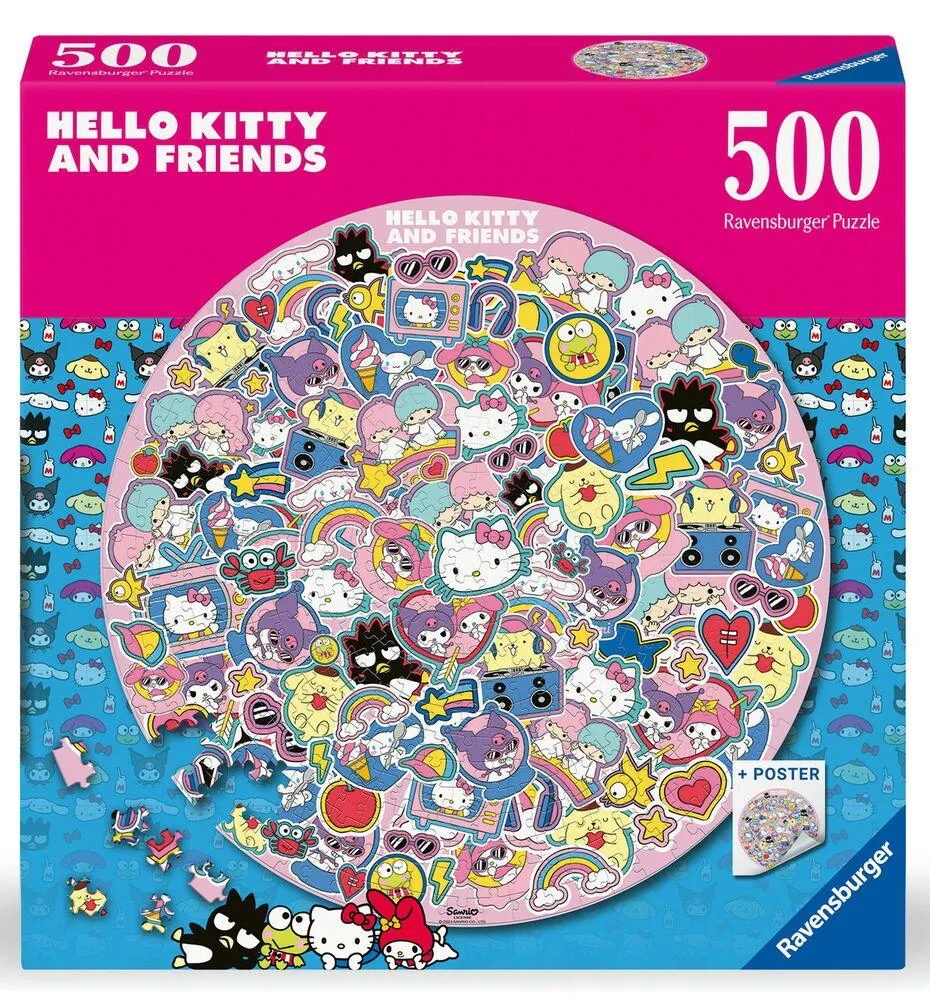 HELLO KITTY -PUZZLE ROND 500 PIECES UN TOURBILLON DE DOUCEUR