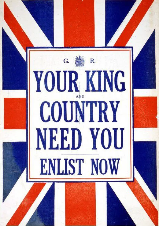 AFFICHE DE RECRUTEMENT DE L'ARMEE BRITANIQUE, 1914