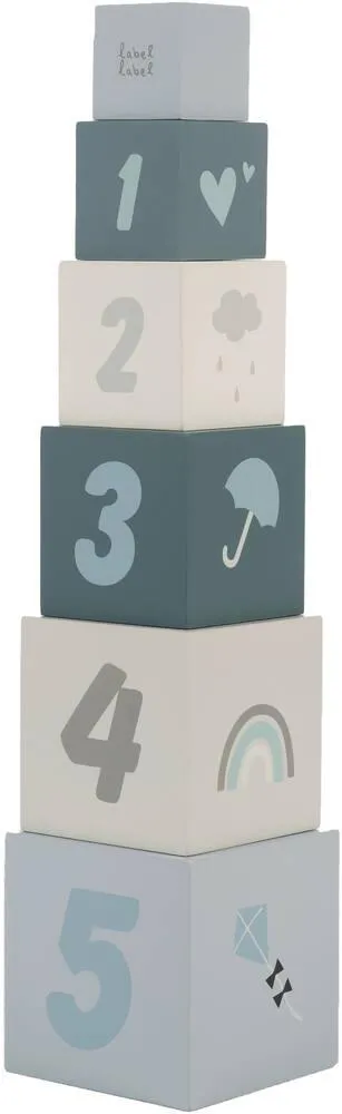 LABEL-LABEL - CUBES A EMPILER NOMBRES - BLEU