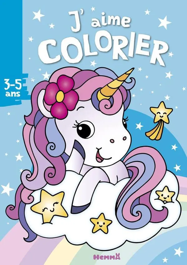 J'AIME COLORIER 3-5 ANS LICORNE SUR FOND BLEU