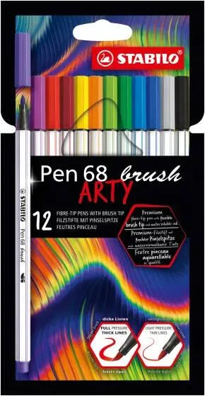 ETUI CARTON X 12 STABILO PEN 68 BRUSH ARTY