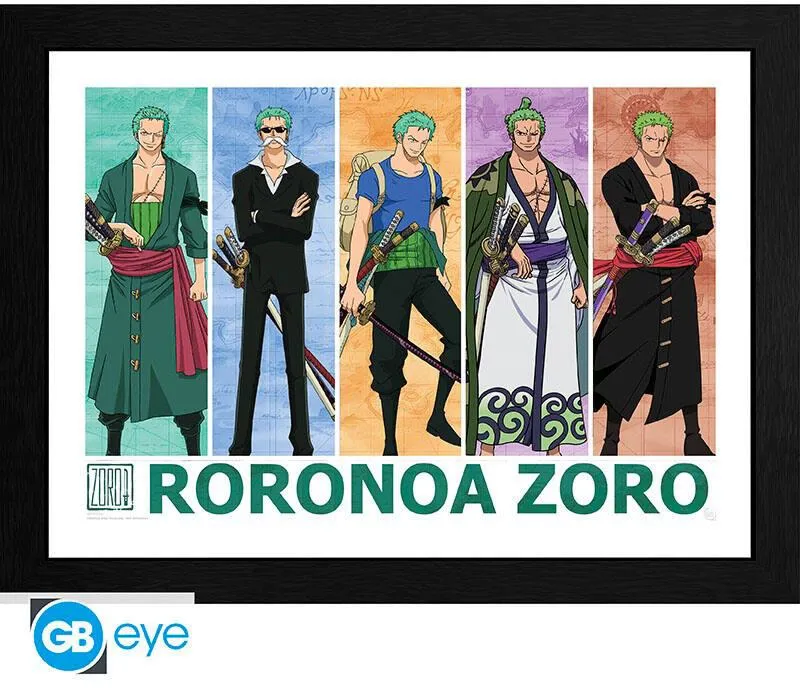 ONE PIECE TIRAGE ENCADRE ZORO LE CHASSEUR DE PIRATES