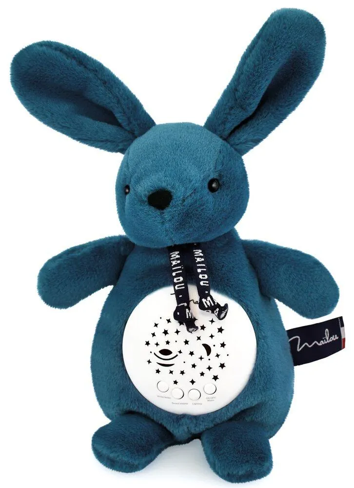 VEILLEUSE MUSICALE - PROJECTEUR D'AMBIANCE - LAPIN BLEU MINERAL