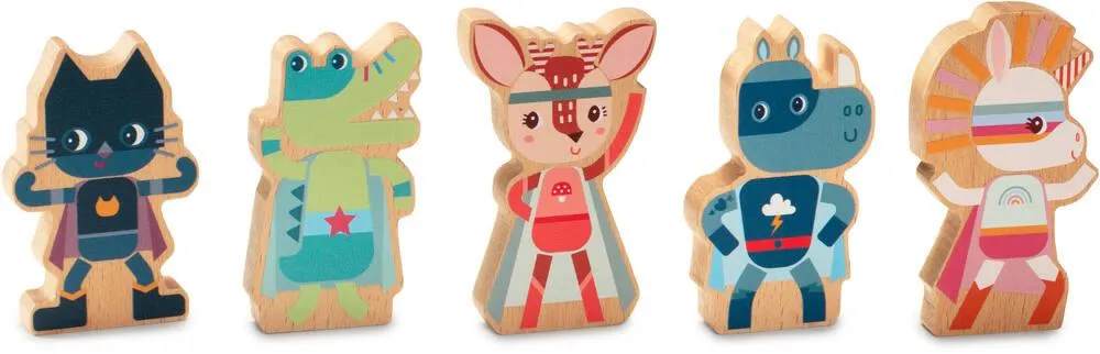 SET DES SUPERS HEROS BOIS