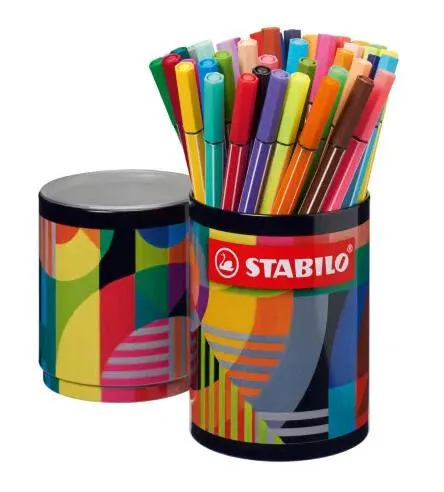 BOITE METAL RONDE X 45 STABILO PEN 68 ARTY