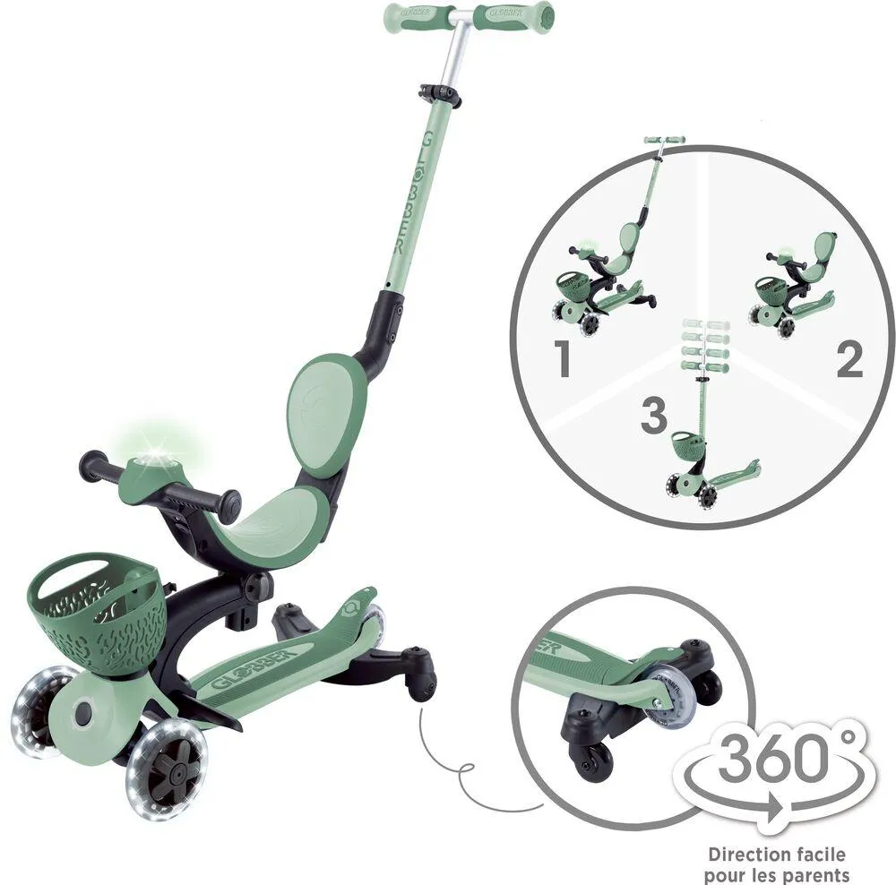TROTTINETTE EVOLUTIVE GO UP BABY 360 LIGHTS OLIVE - SAUGE