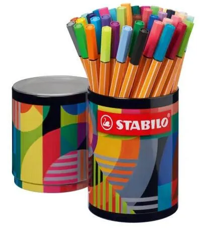 BOITE METAL RONDE X 45 STABILO POINT 88 ARTY