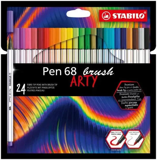 ETUI CARTON X 24 STABILO PEN 68 BRUSH ARTY