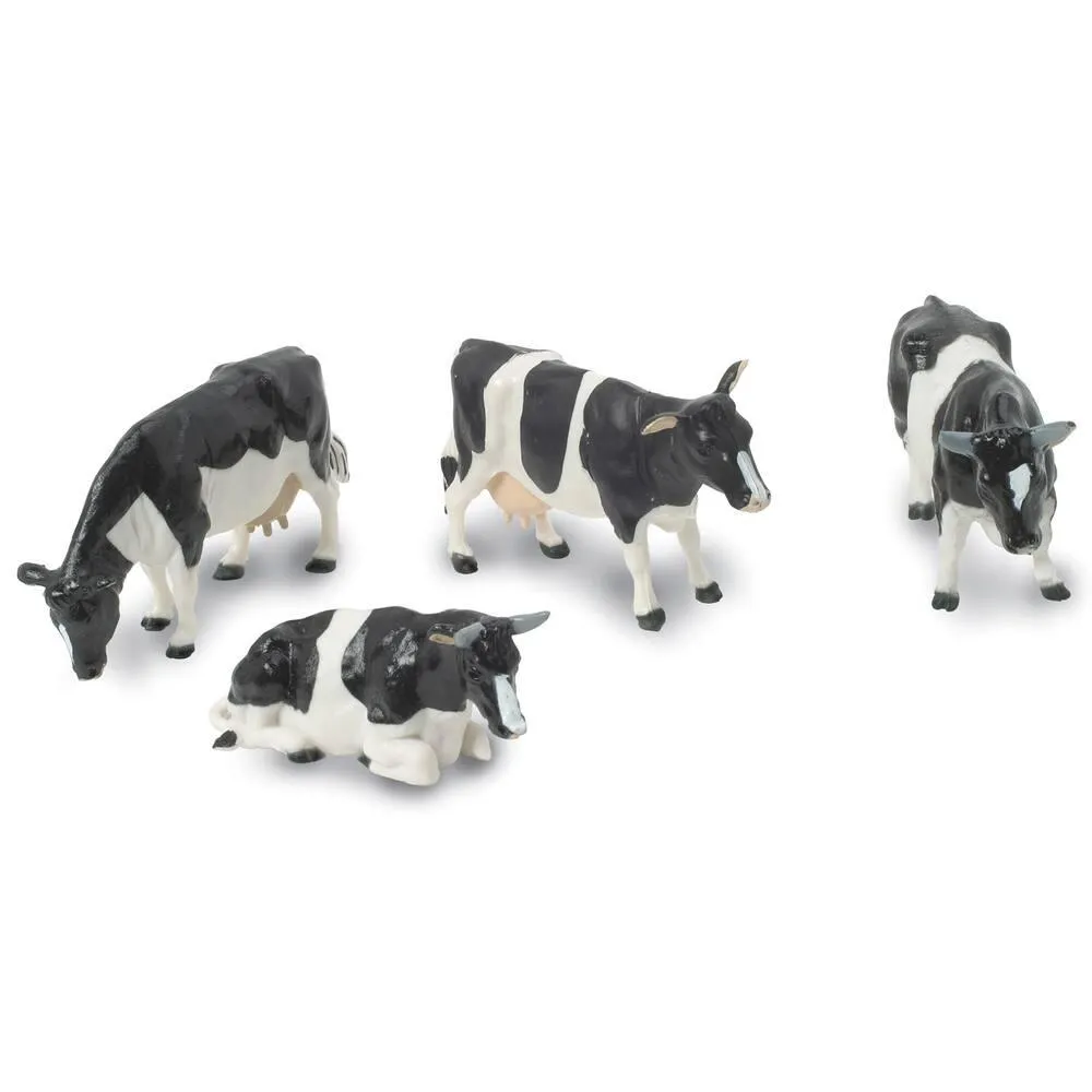 1/32 LOT DE 4 VACHES NOIRES ET BLANCHES EME