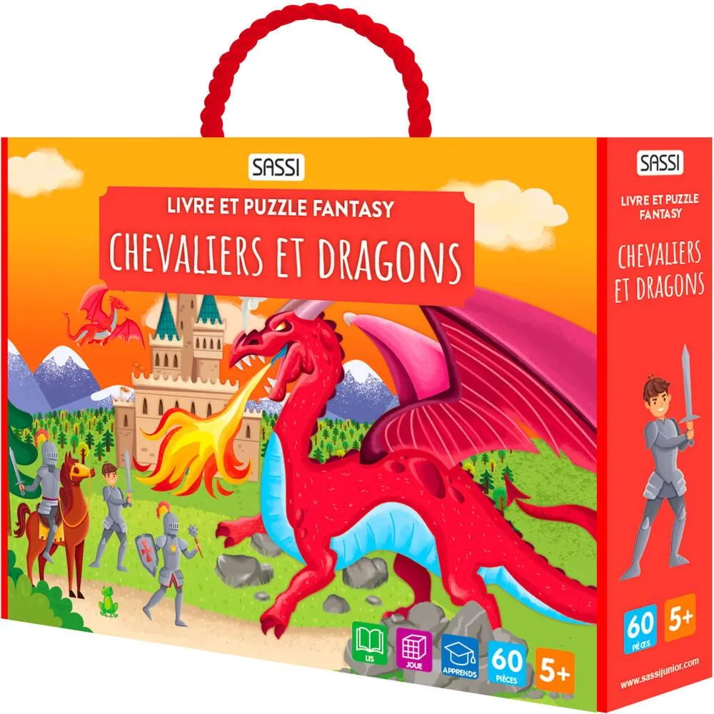 LIVRE ET PUZZLE FANTASY. CHEVALIERS ET DRAGONS