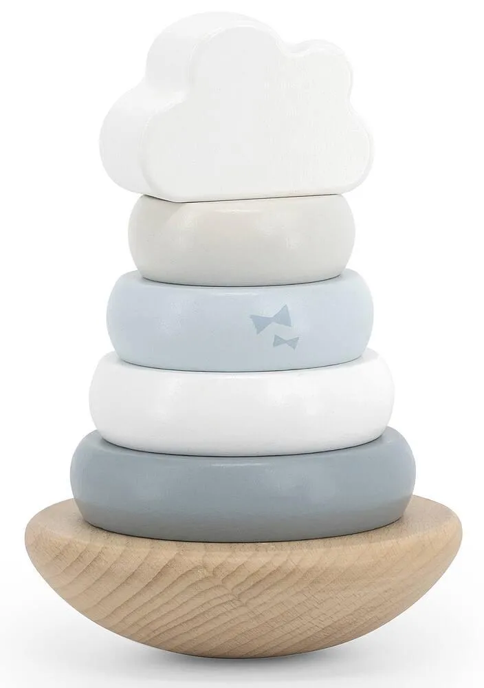 LABEL-LABEL - PYRAMIDE A EMPILER EN BOIS - BLEU