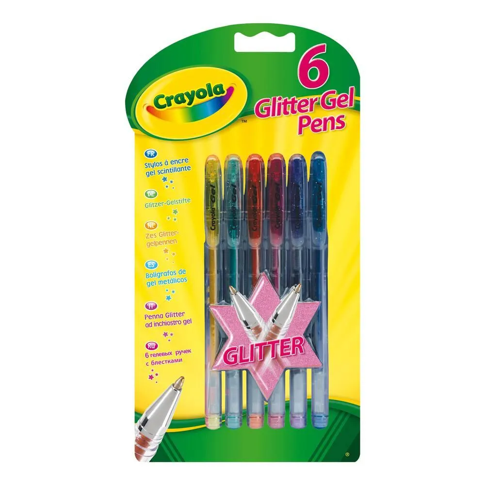 6 STYLOS ENCRE A GEL SCINTILLANTE- CRAYOLA
