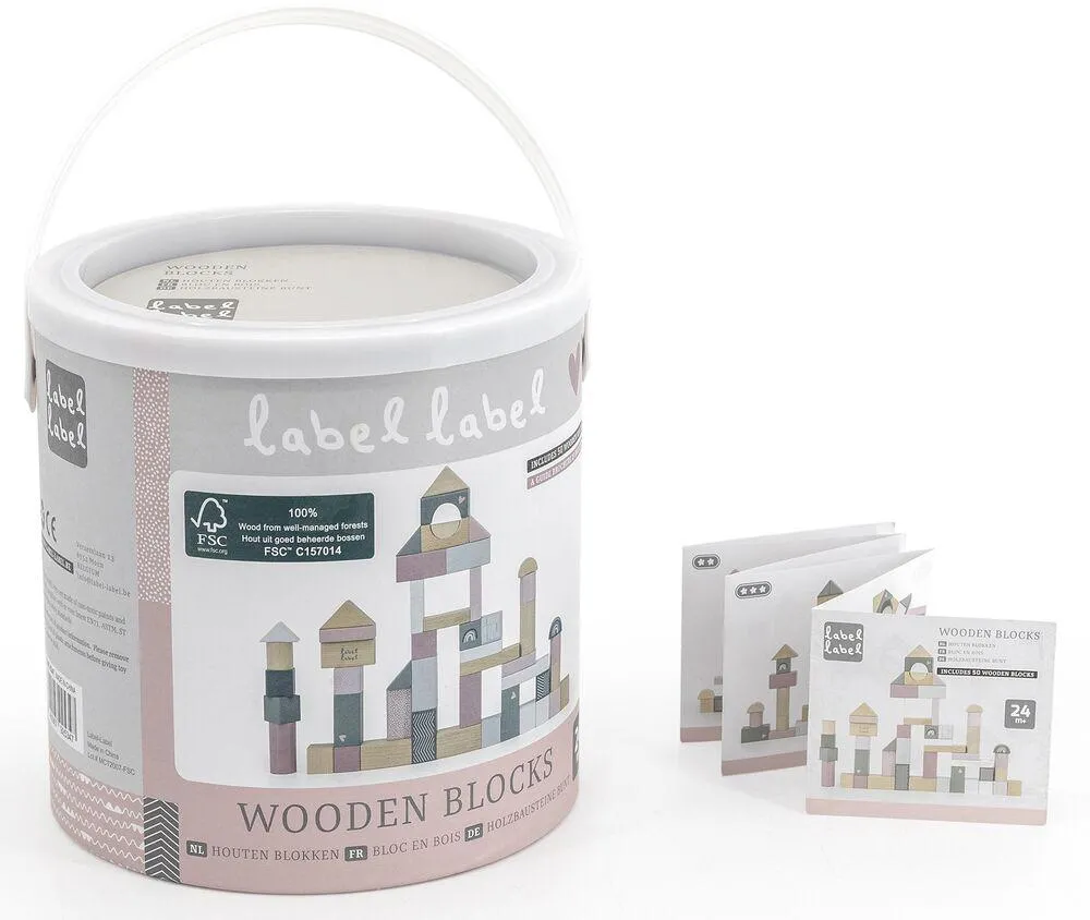 LABEL-LABEL - BLOCS DE BOIS 50 PIECES - ROSE