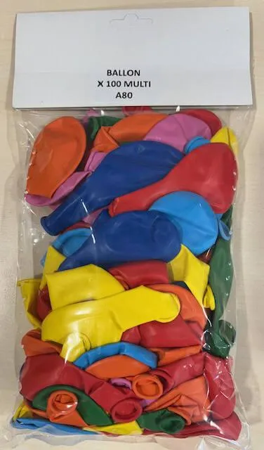 100 BALLONS MULTICOLORE 21 CM