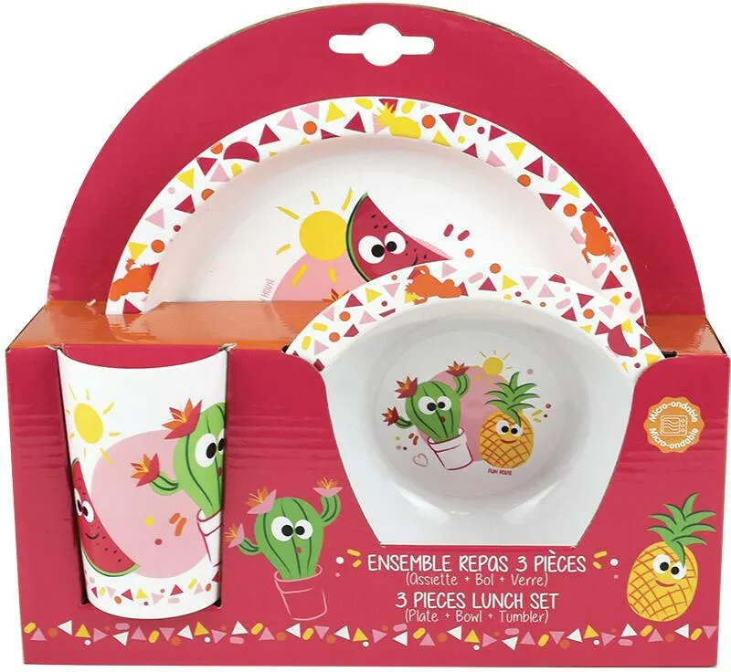 LES AMIS FRUITS ENSEMBLE REPAS ASSIETTE, BOL, VERRE