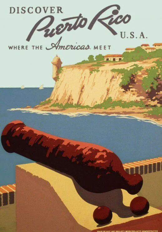 AFFICHE DE PROMOTION POUR LE TOURISME A PORTO RICO, 1936-1940