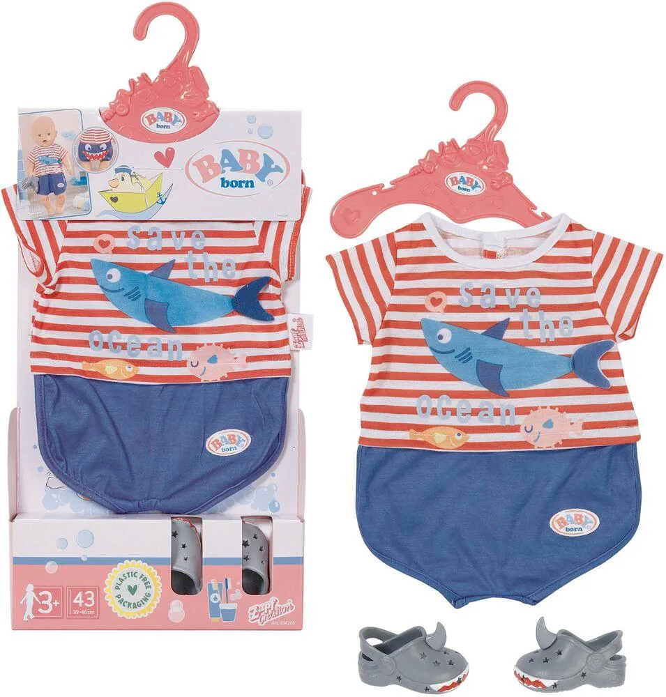 BABY BORN BATH PYJAMA BLEU AVEC CHAUSSURES 43CM
