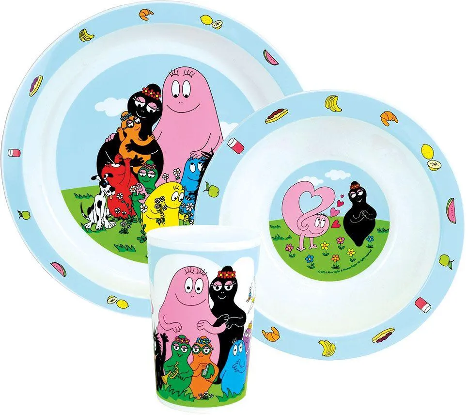 BARBAPAPA ENSEMBLE REPAS - ASSIETTE BOL VERRE