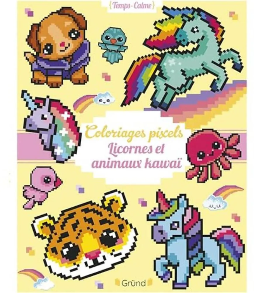 COLORIAGES PIXELS - LICORNES ET ANIMAUX KAWAI