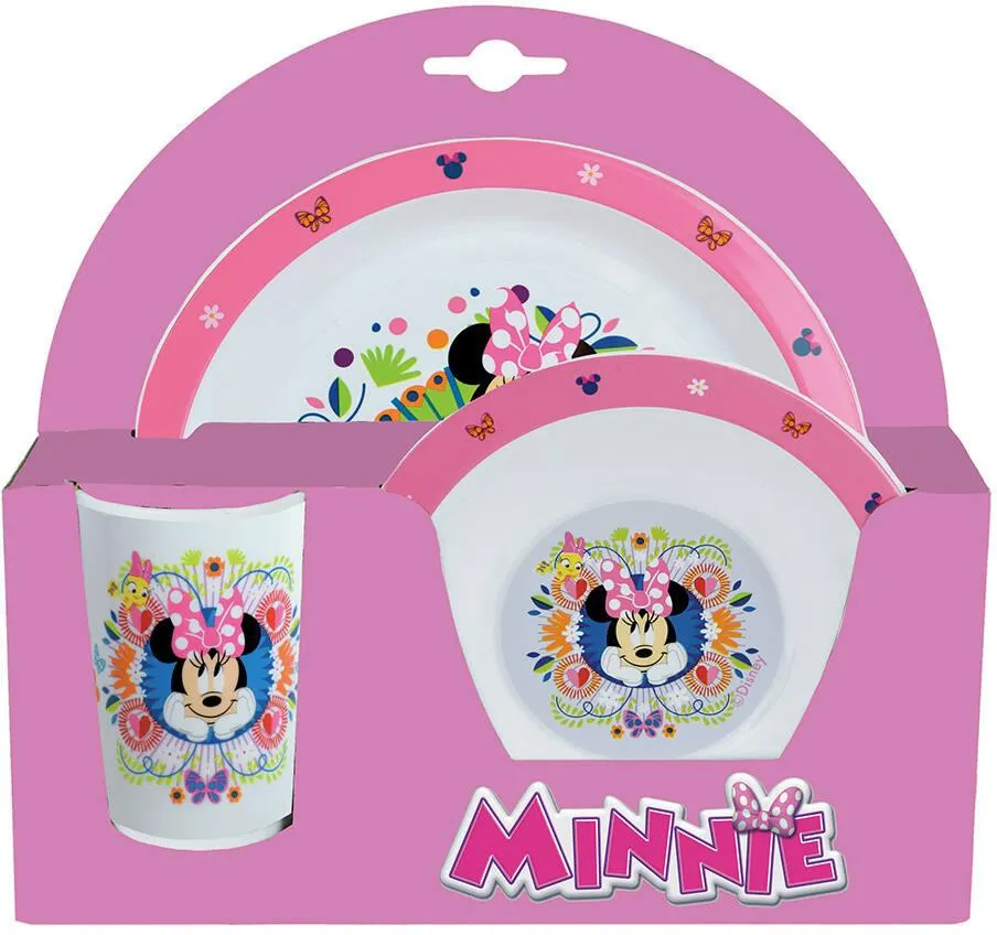 DISNEY MINNIE FLOWERS ENSEMBLE REPAS 3 PIECES