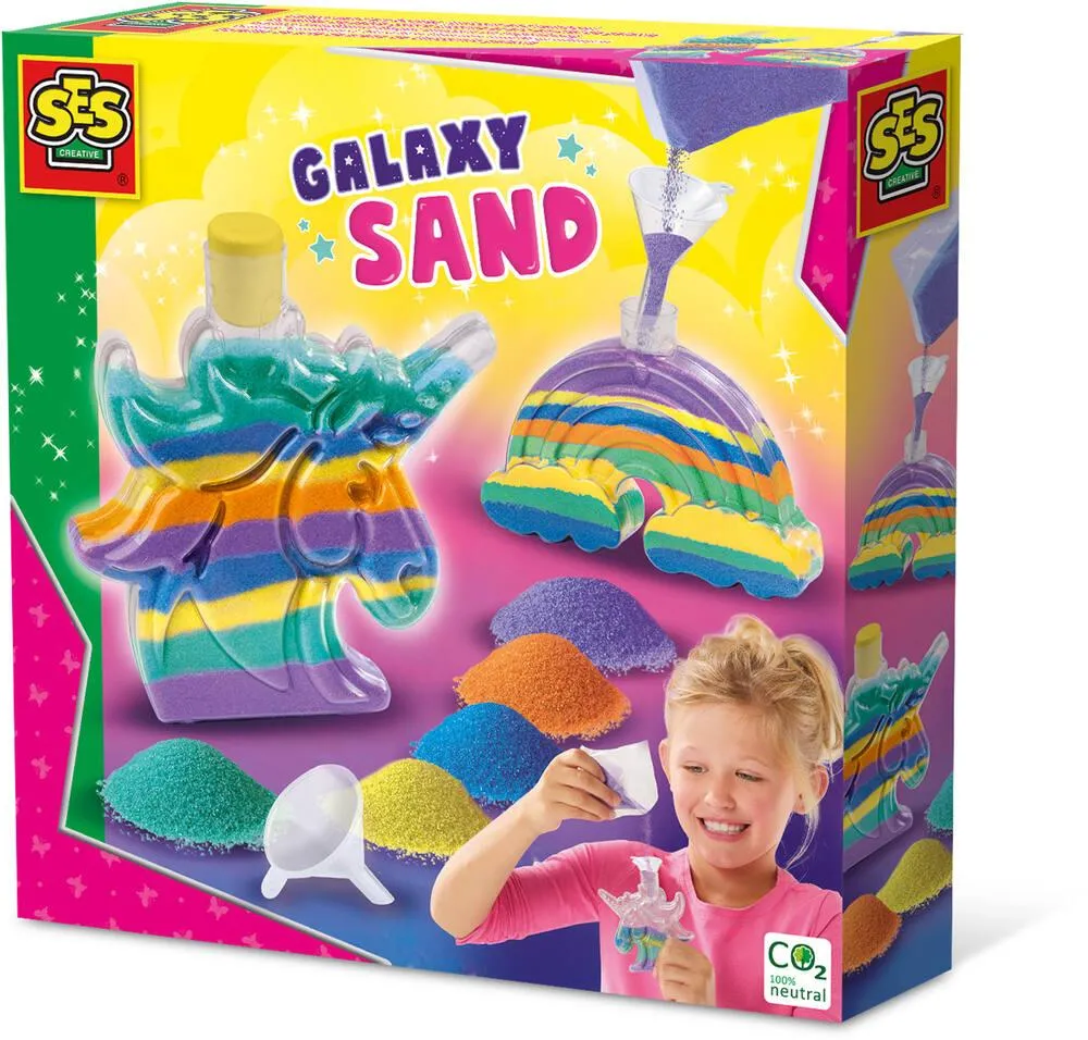 BOUTEILLES DE SABLE COLORE LICORNE ET ARC-EN-CIEL - GALAXIE