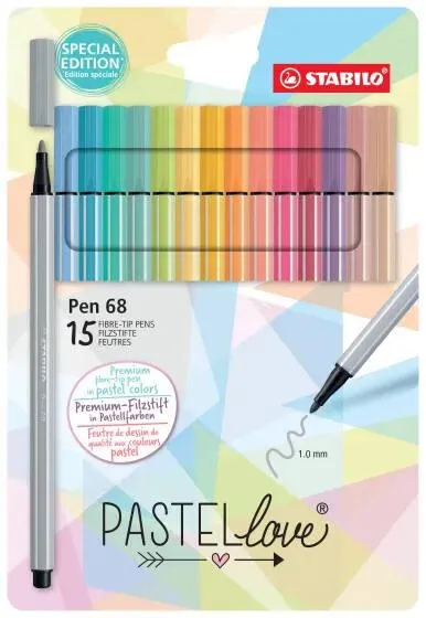 ETUI CARTON X 15 STABILO PEN 68 PASTELLOVE