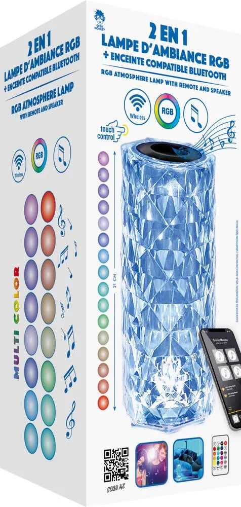 LAMPE DIAMANT TACTILE ENCEINTE BLUETOOTH SANS FIL INTEGRE
