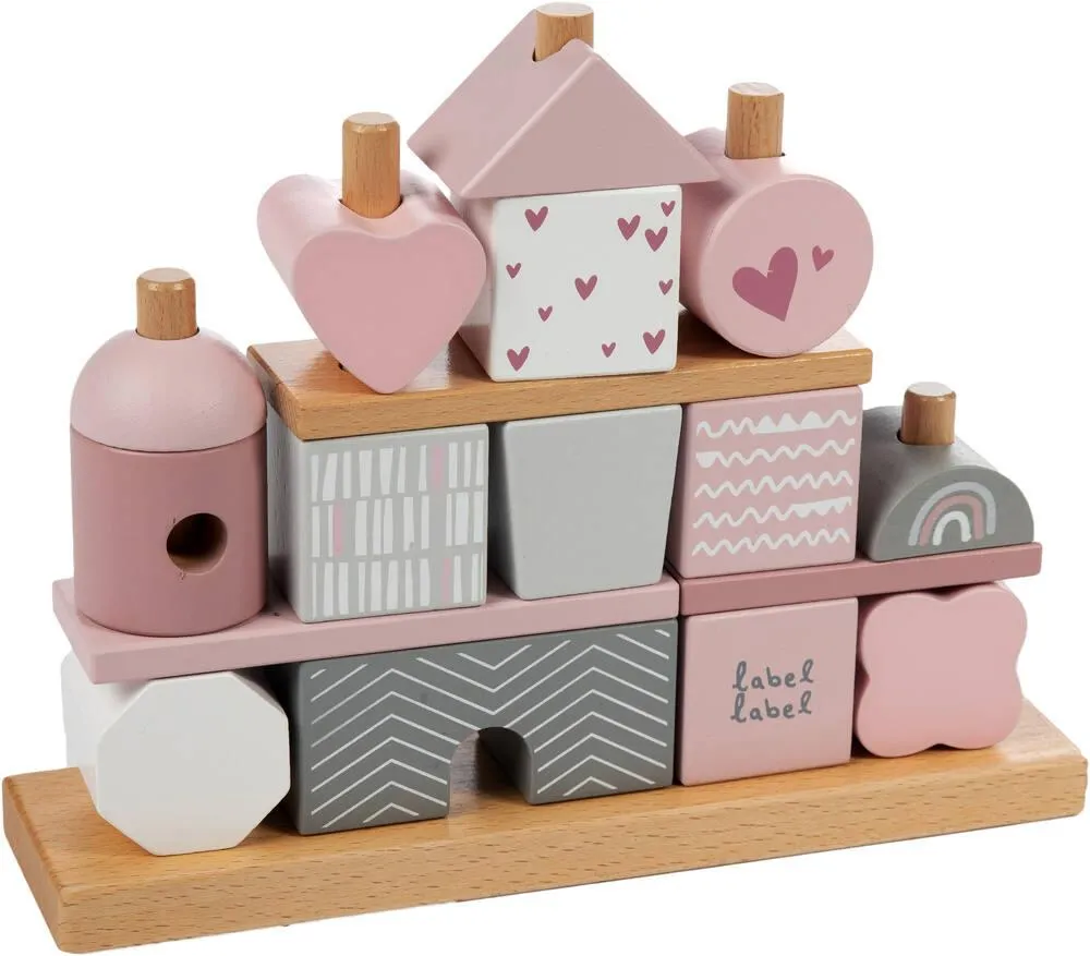 LABEL-LABEL - MAISON CUBES EN BOIS - ROSE