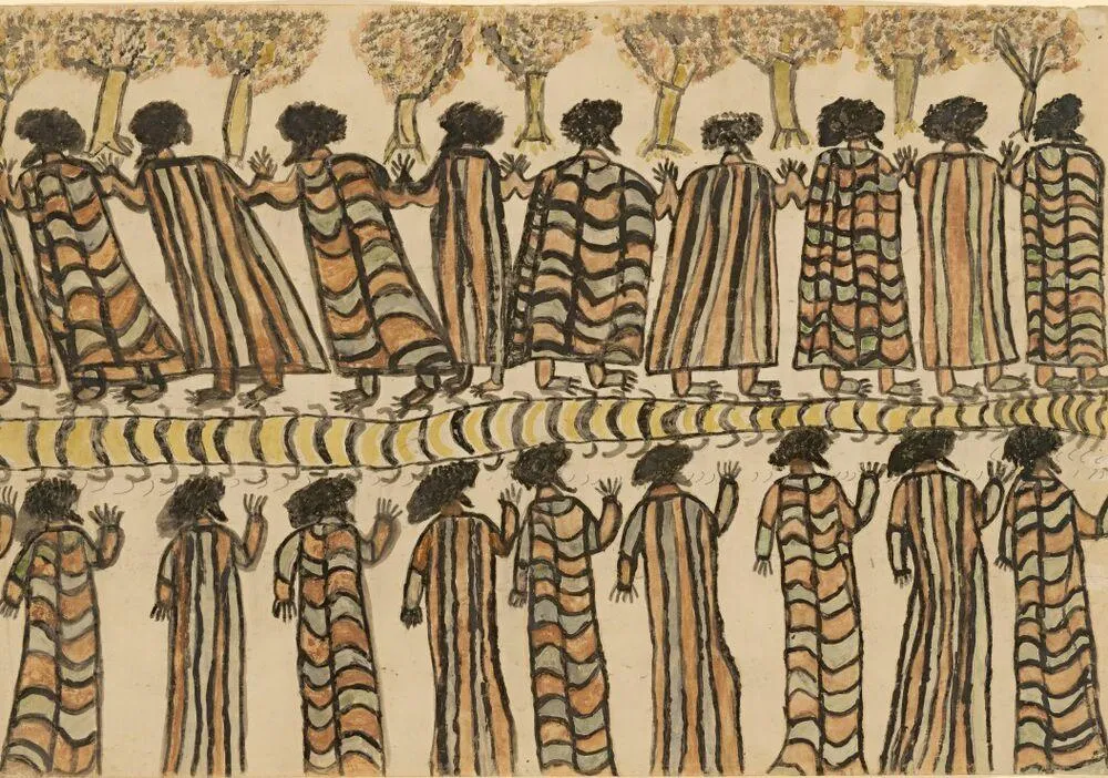 WILLIAM BARAK : FIGURES IN POSSUM SKIN CLOAKS, 1898