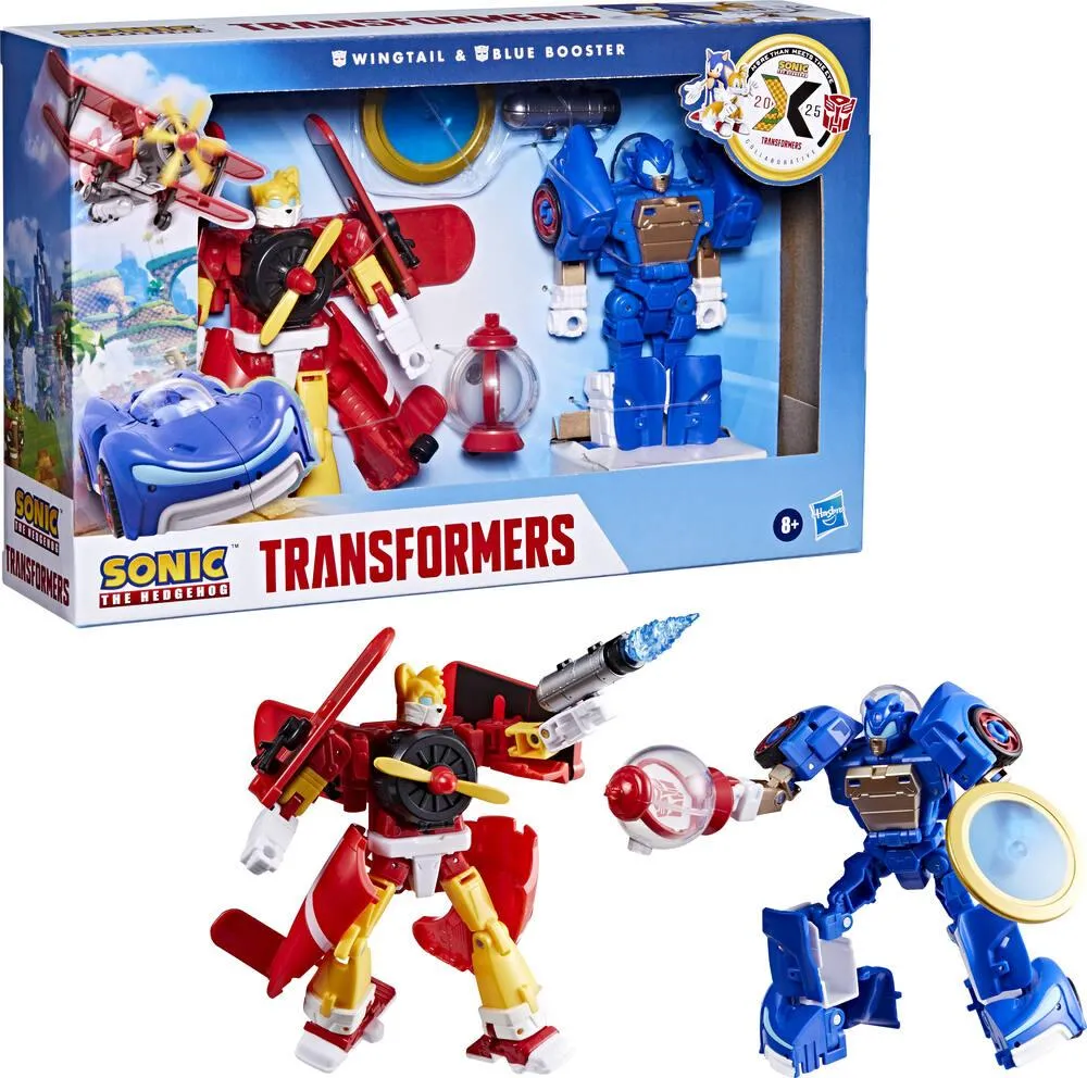 TRANSFORMERS  COLLABORATIVE SONIC THE HEDGEHOG X TRANSFORMERS FIGURINE WINGTAIL ET BLUE BOOSTER
