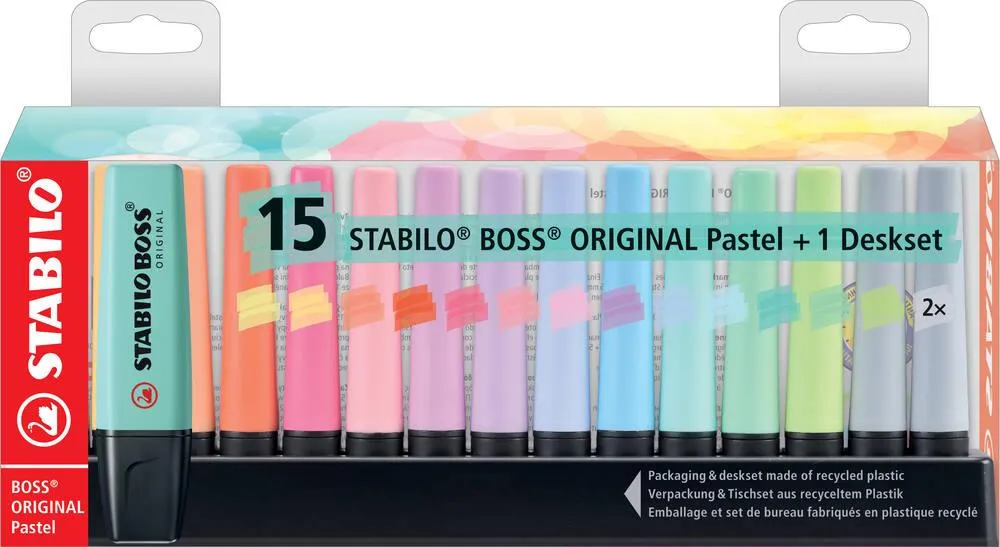 SET DE BUREAU X 15 STABILO BOSS ORIGINAL PASTEL