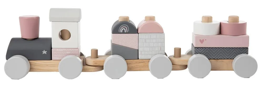 LABEL-LABEL - TRAIN EN BOIS - ROSE