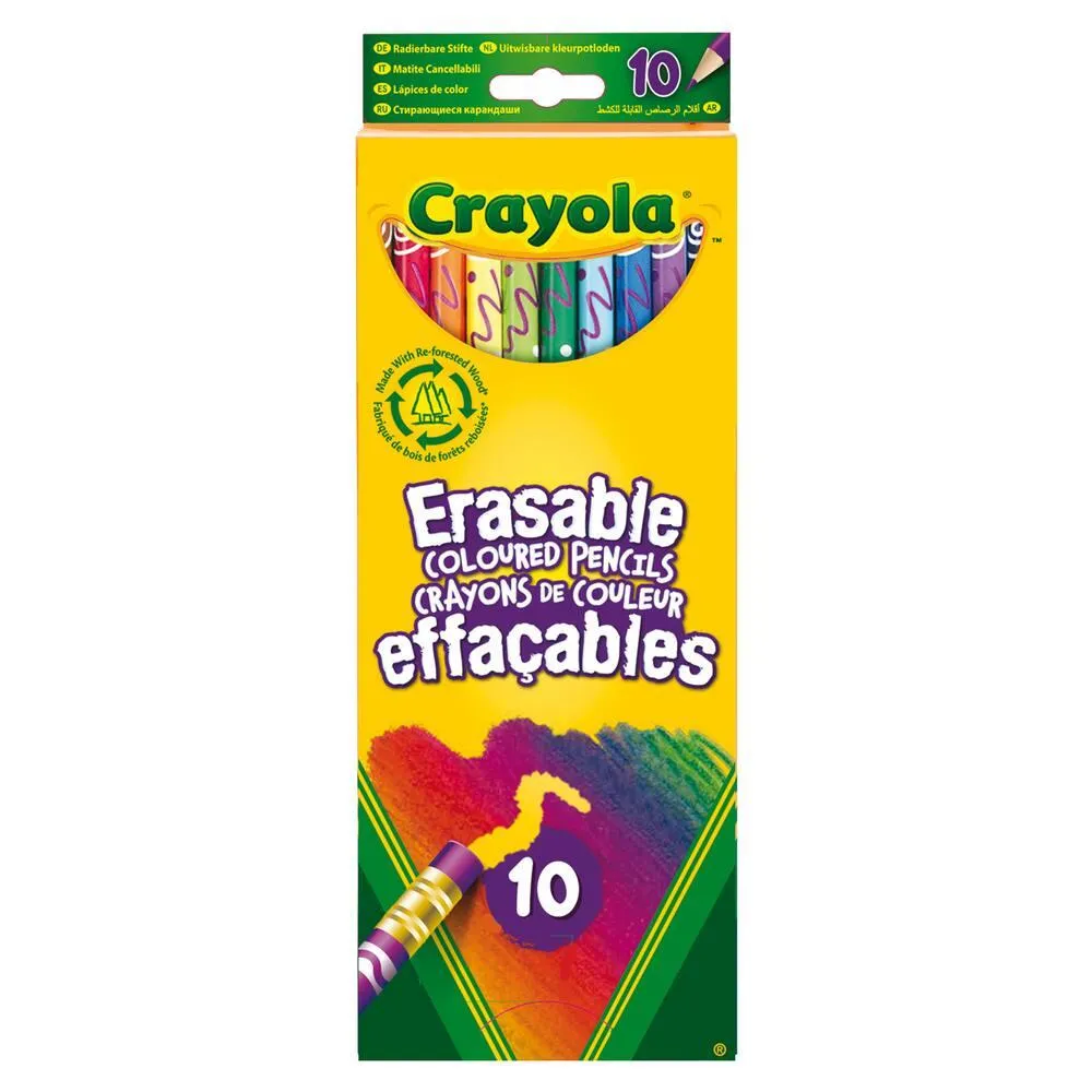 CRAYOLA - 10 CRAYONS DE COULEURS EFFACABLES