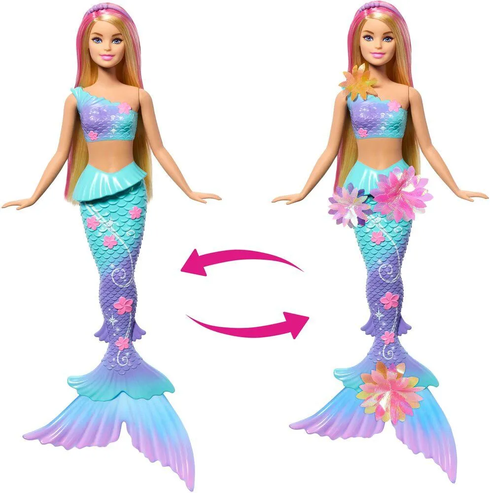 BARBIE SIRENE POUPEE  FLEURS MAGIQUES BLONDE
