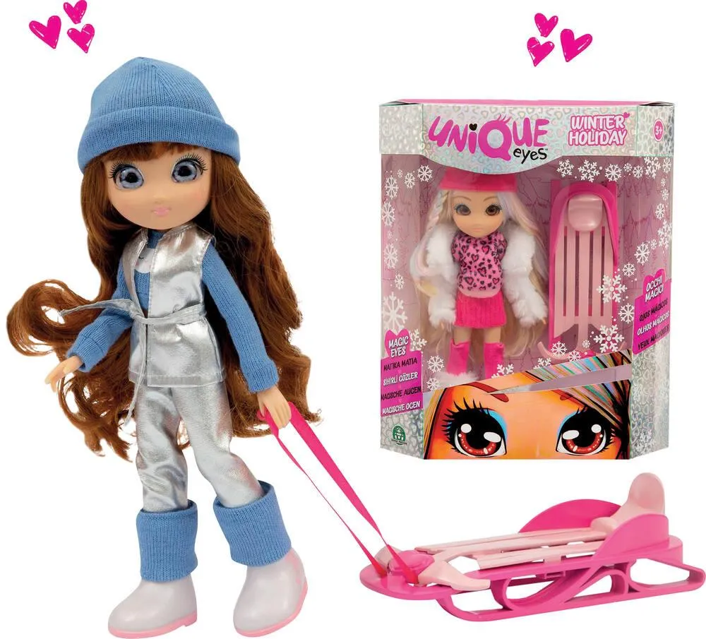 UNIQUE EYES - POUPEE  WINTER HOLIDAY -25 CM + ACCESSOIRES