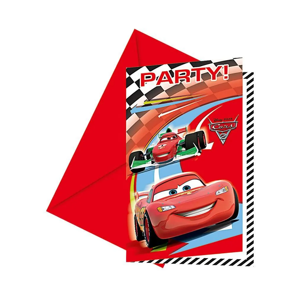 6 CARTES D'INVITATION CARS 2