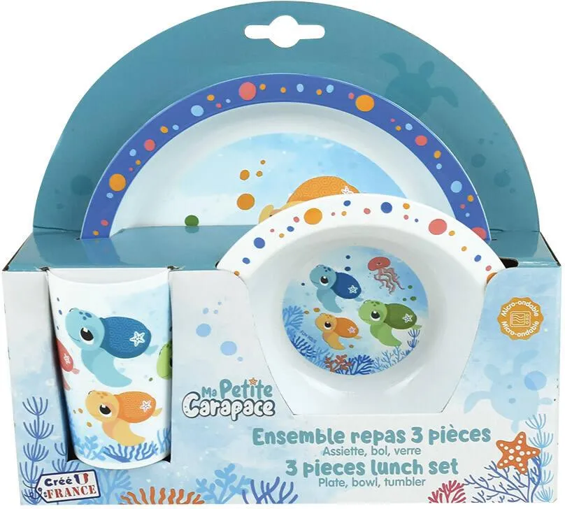 MA PETITE CARAPACE ENSEMBLE REPAS ASSIETTE, BOL, VERRE