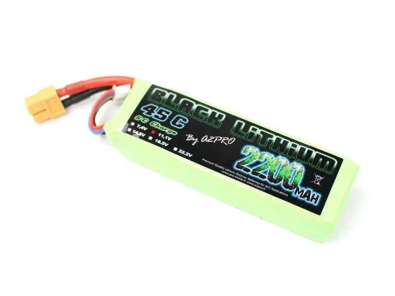 Batterie Lipo 3S 11,1v 2200mAh 45C XT60 Black Lithium - 9220330