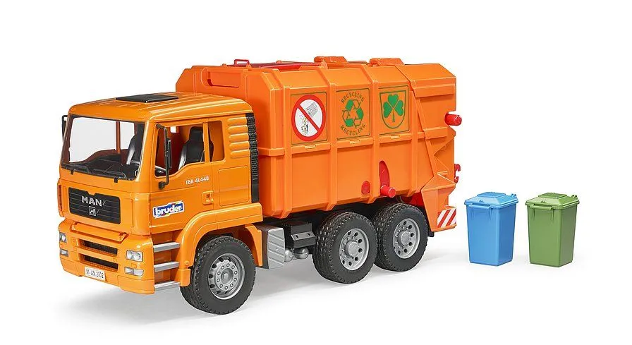 BRUDER Camion poubelle MAN TGA orange 02760