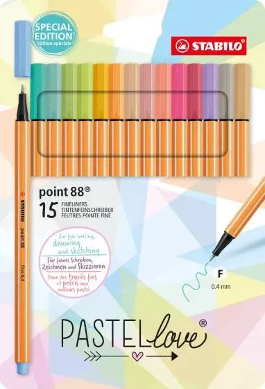 ETUI CARTON X 15 STABILO POINT 88 PASTELLOVE