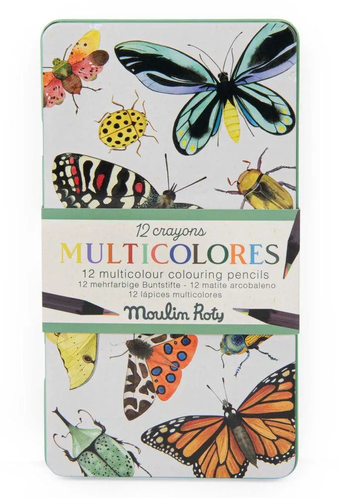 12 CRAYONS DE COULEUR MULTICOLORES TOUT AUTOUR DU MONDE