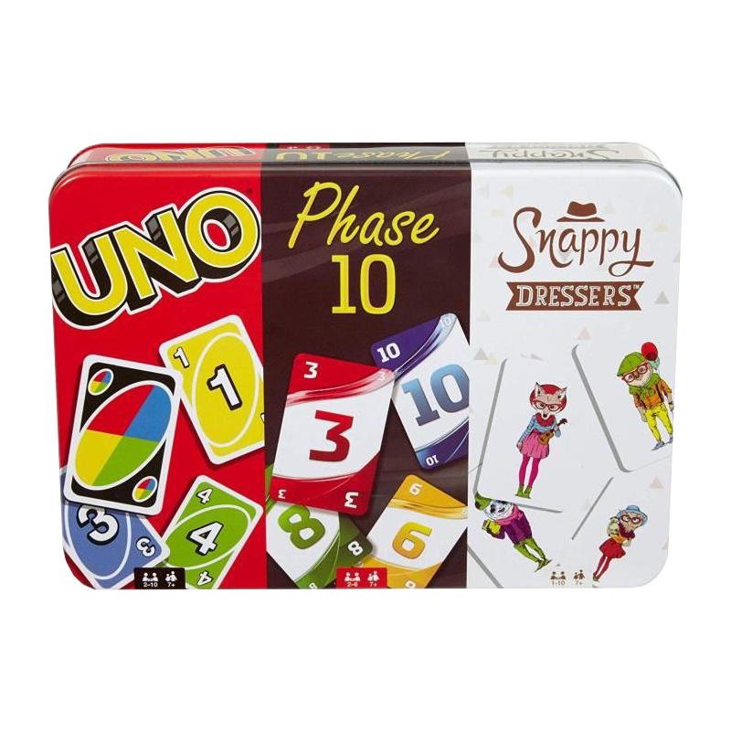 Coffret jeu de cartes Uno, Phase 10 et Snappy Dressers - Mon Ludicaire