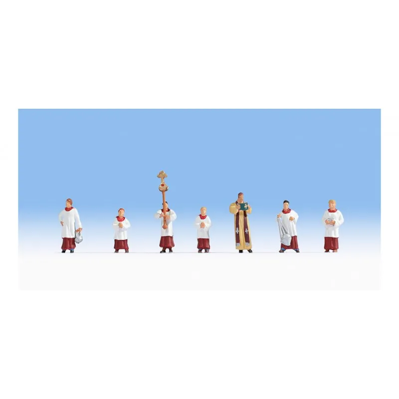 Curé de la paroisse et enfants de chœur. NOCH 15410