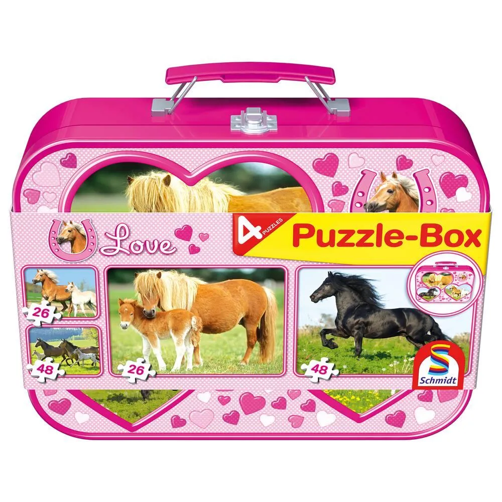 COFFRET DE PUZZLES 2 X26 ET 2X48 PIECES CHEVAUX