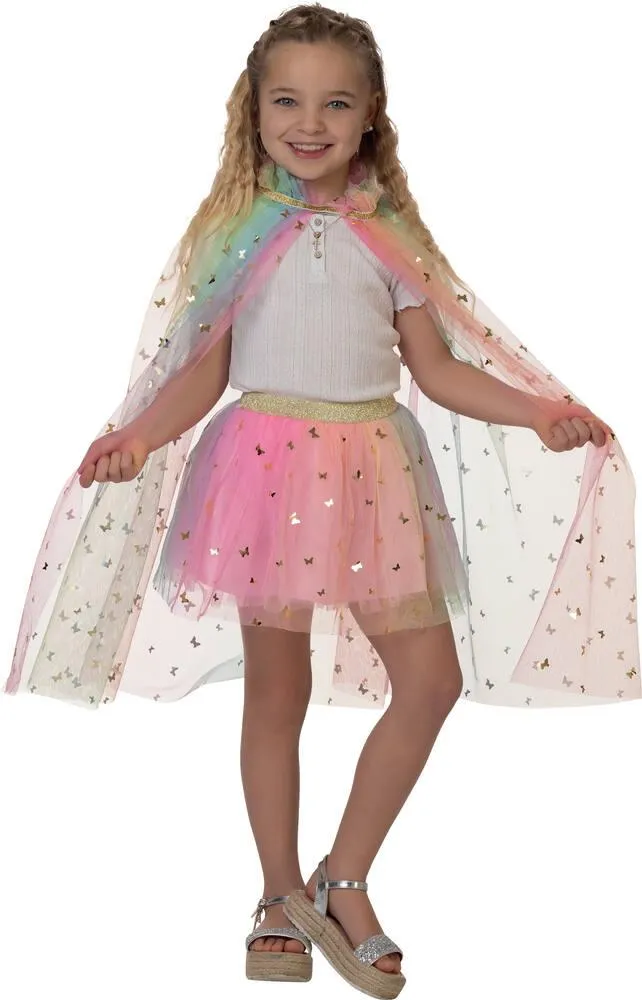 SET DEGUISEMENT CAPE ET TUTU ARC EN CIEL - TAILLE UNIQUE