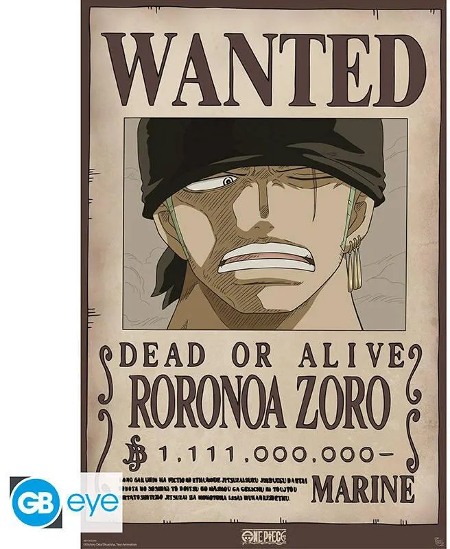ONE PIECE POSTER MAXI 91,51 WANTED ZORO WANO